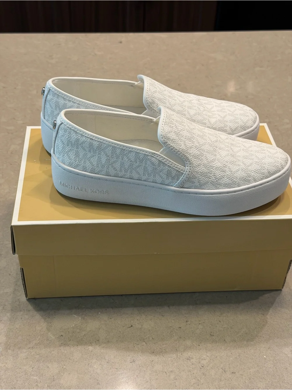Michael Kors White Slip-On Platform Loafers for Men